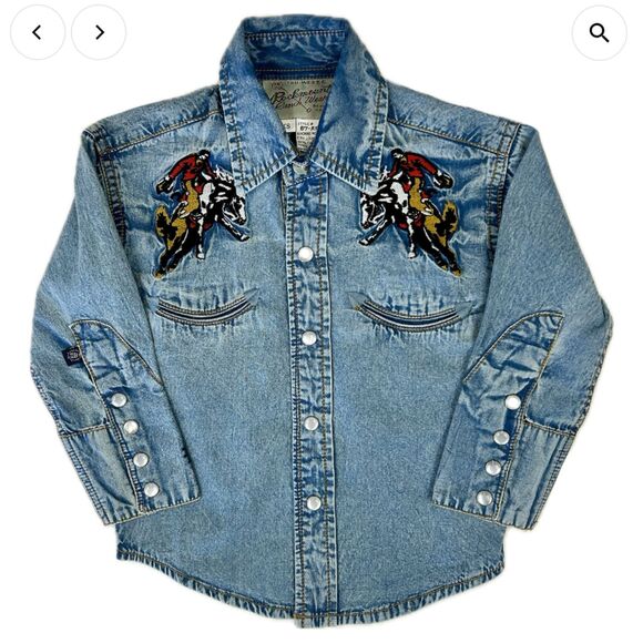 Kid's XL TRU-WEST Rockmount Denim Bronc Vintage Embroidered